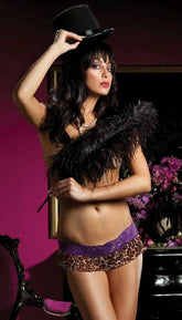 Leopard Print Mesh Skirted Thong With Contrast Lace Band - STM9264X by Seven Til Midnight